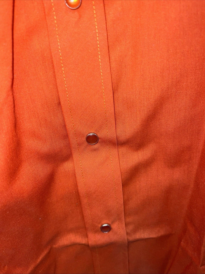 New Men’s Orange Tem Tex Pearl Snap Long Sleeve Shirt Medium I-56