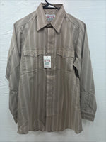 New Men’s H Bar C Brown Stripe long Sleeve Pearl Snap 15.5 Medium T-74