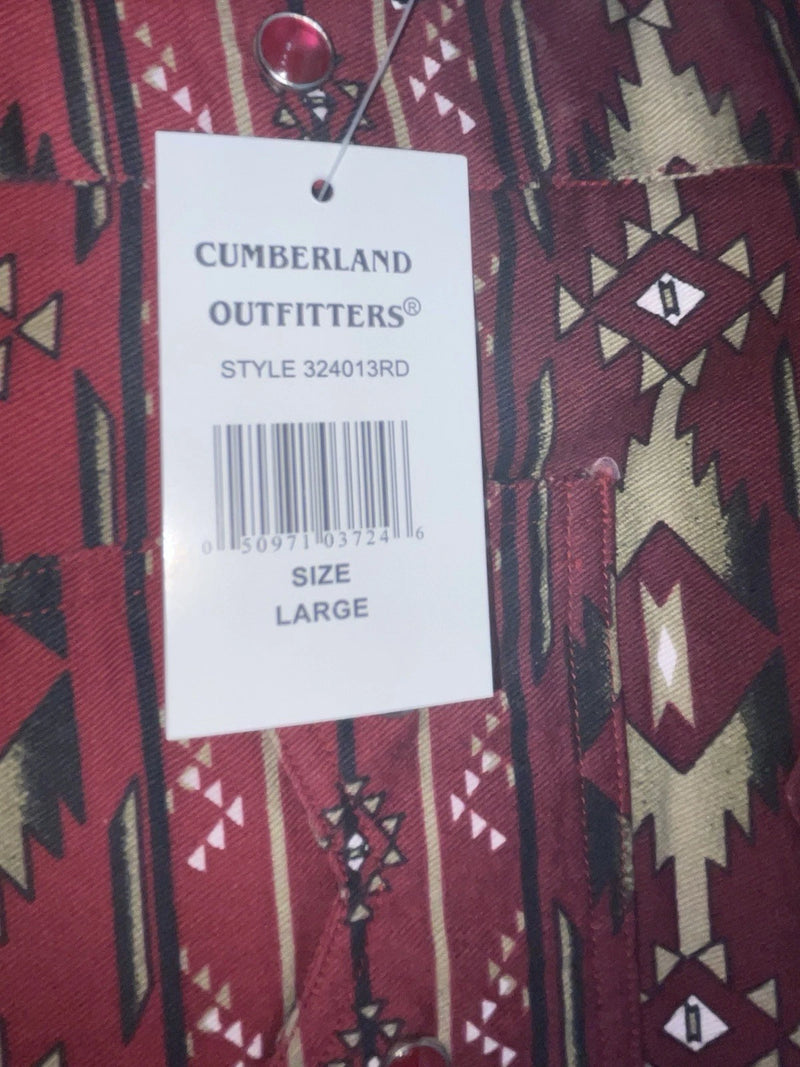 New Women’s Red Aztec Cumberland Outfitters Short Sleeve Button Up Shirt 3B-103
