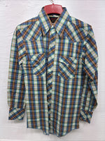 New Men’s Champion Westerns Multicolor Plaid Long Sleeve Pearl Snap Small O-33
