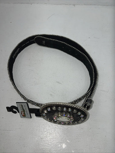 New Black Nocona Genuine Leather Bling Belt Large #N3424601 W-15