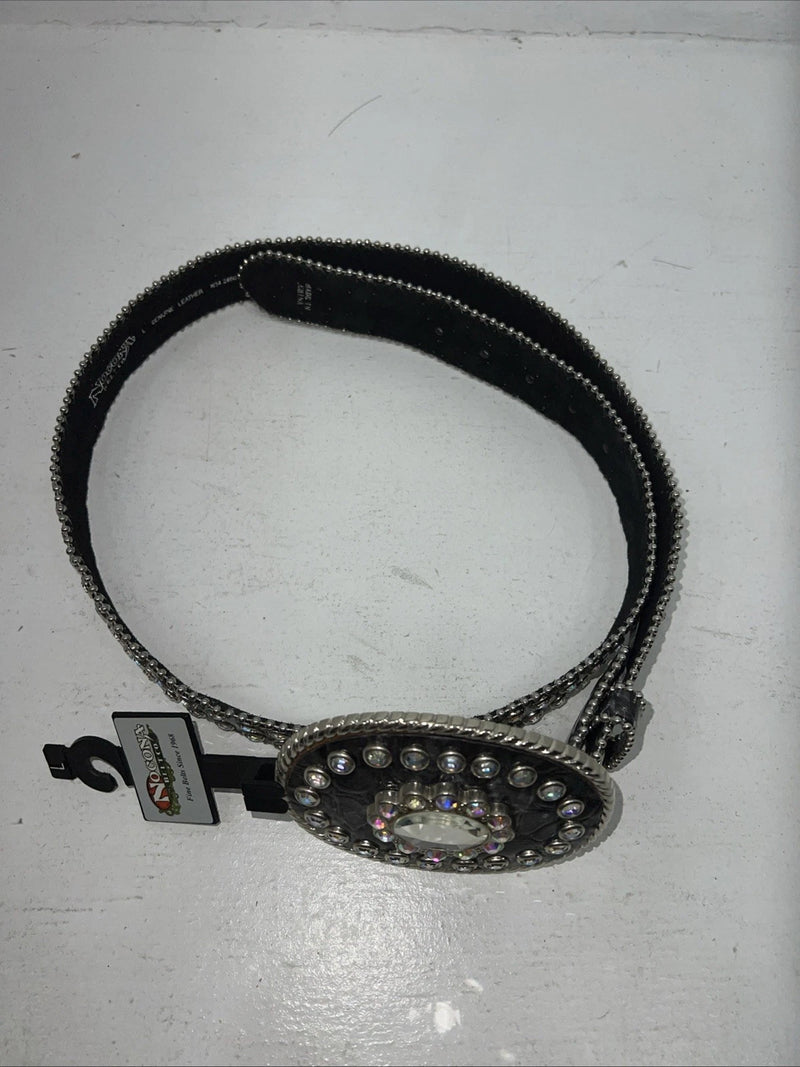 New Black Nocona Genuine Leather Bling Belt Large #N3424601 W-15