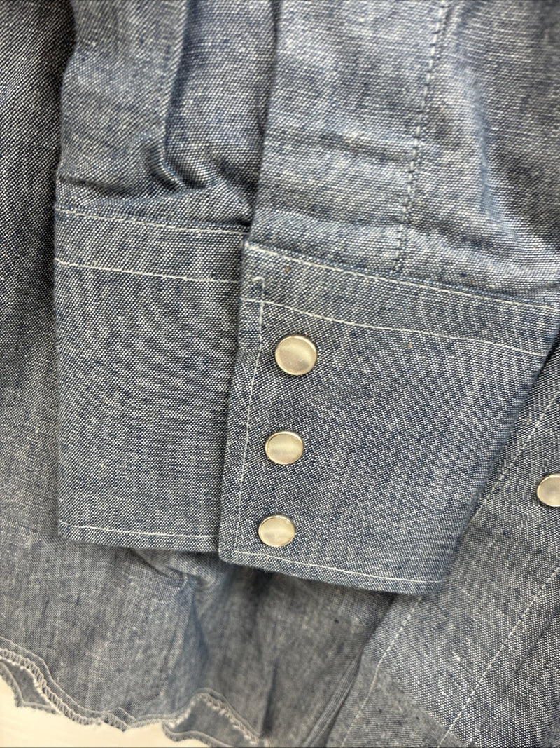 New Men’s Champion Western Jean Design Long Sleeve Pearl Snap 15.5 Medium K-45