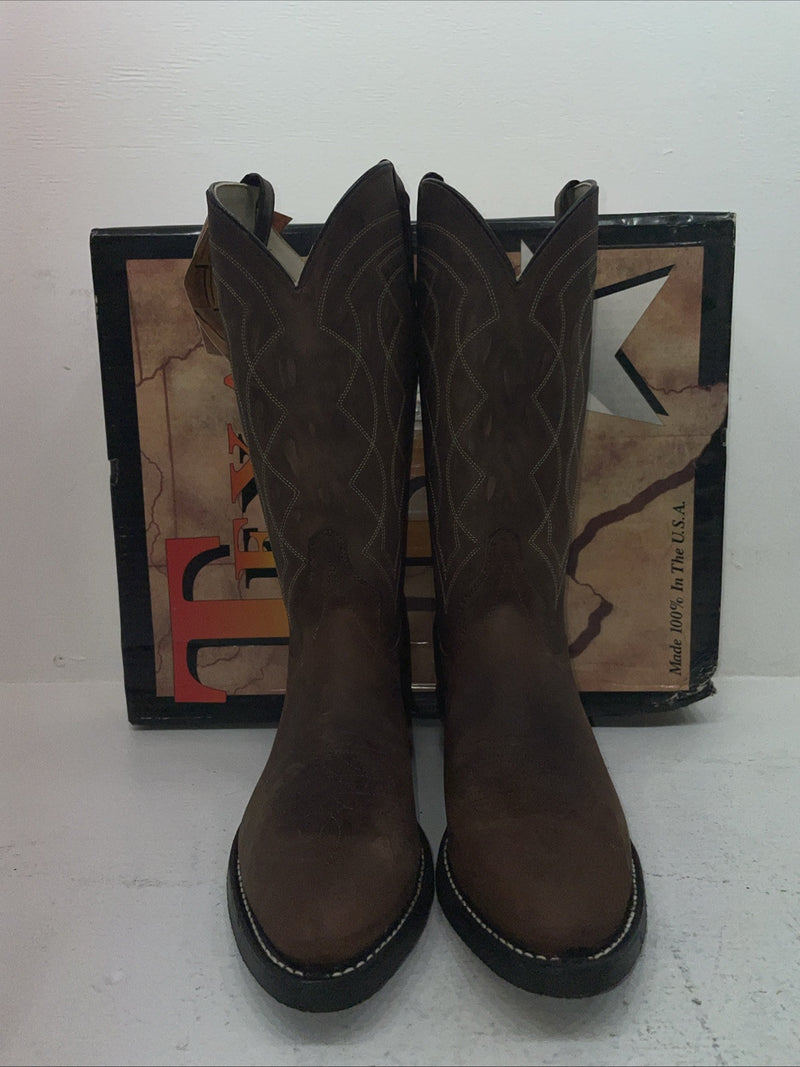 New Men’s Brown Texas Brand Cowboy Boots. 8941 10 D. 6-47