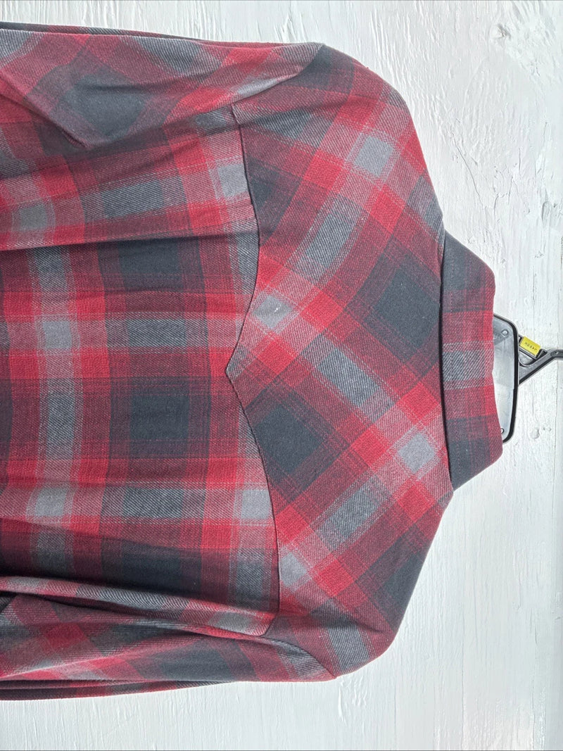 New Men’s ELY Cattleman Red Plaid Heavy Long Sleeve Pearl Snap Large CC-37