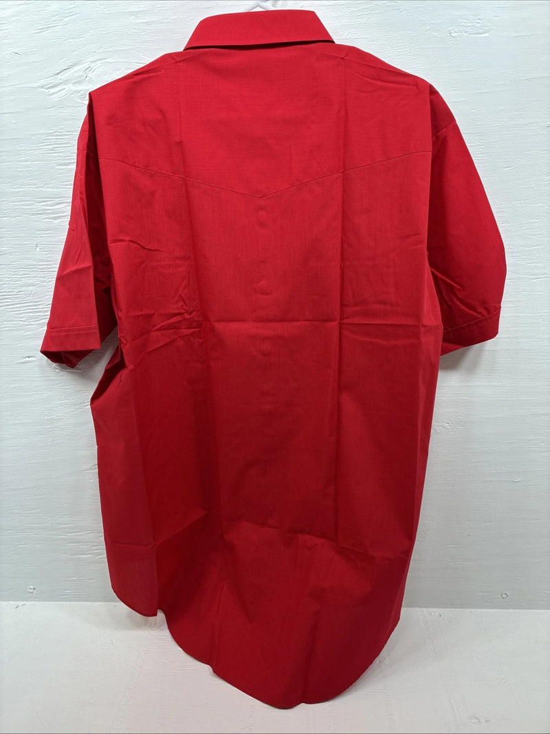 New Men’s ELY Cattleman Red Short Sleeve Pearl Snap 2XL 18 E-45