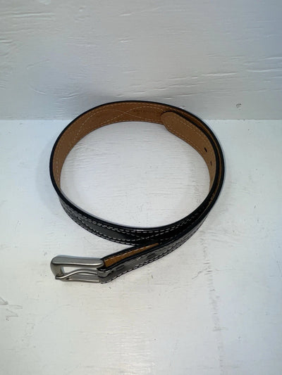 New Black Genuine Leather Badger Stitched 32” Belt #B1340 Z-174