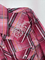 New Girls Cumberland Pink Plaid Long Sleeve Pearl Snap Medium DD-92