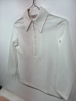 New Women’s H Bar C White Stripe Long Sleeve Half Zip Show Shirt Small YY-123