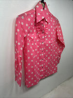 New Women’s Rockmount Pink Polkadot Long Sleeve Pearl Snap Size 30 YY-24