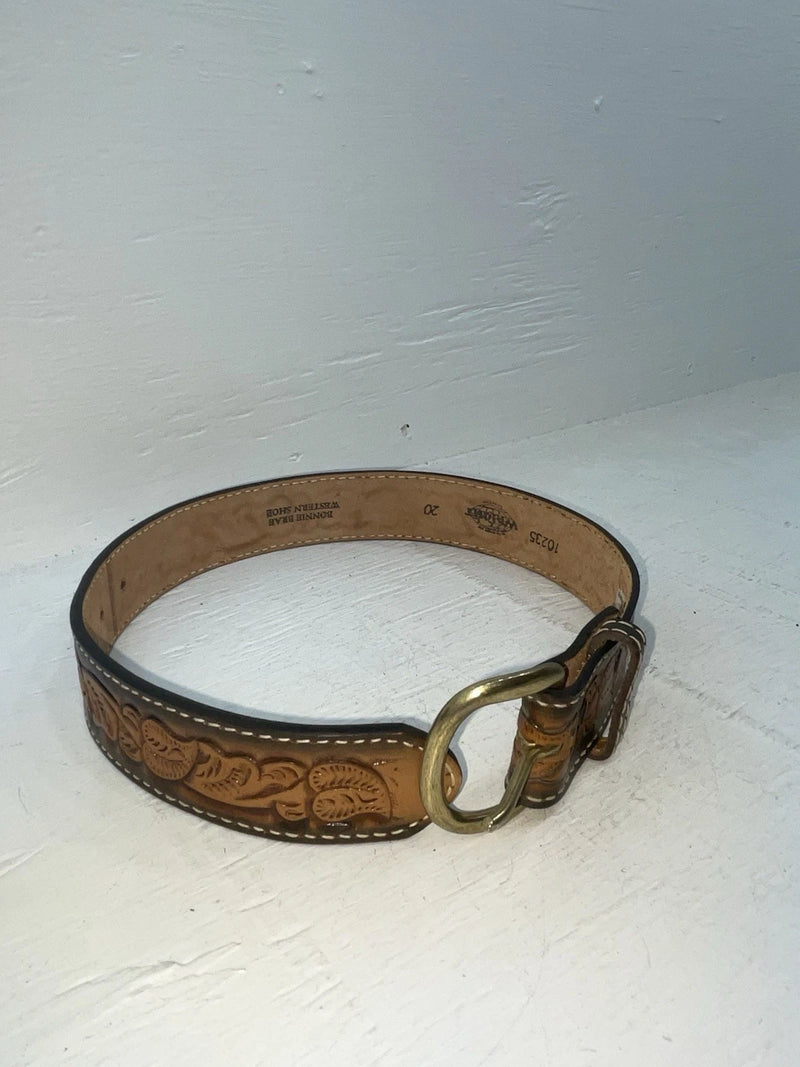 New Brown Genuine Leather Wright Tooled 20” Belt #10235 NN-92
