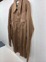 New Men’s Tem Tex Brown Long Sleeve Pearl Snap 17 X 34 XL O-79