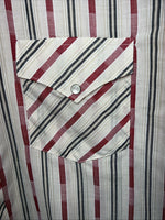 New Men’s Pink Stripped White House Long Sleeve Pearl Snap Shirt. XL S-31