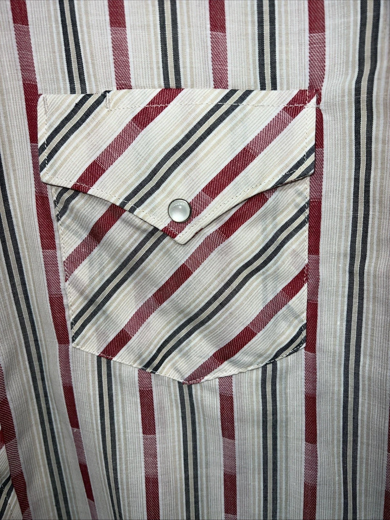 New Men’s Pink Stripped White House Long Sleeve Pearl Snap Shirt. XL S-31