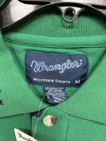 New Men’s Wrangler Green Short Sleeve Polo Shirt Medium K-64