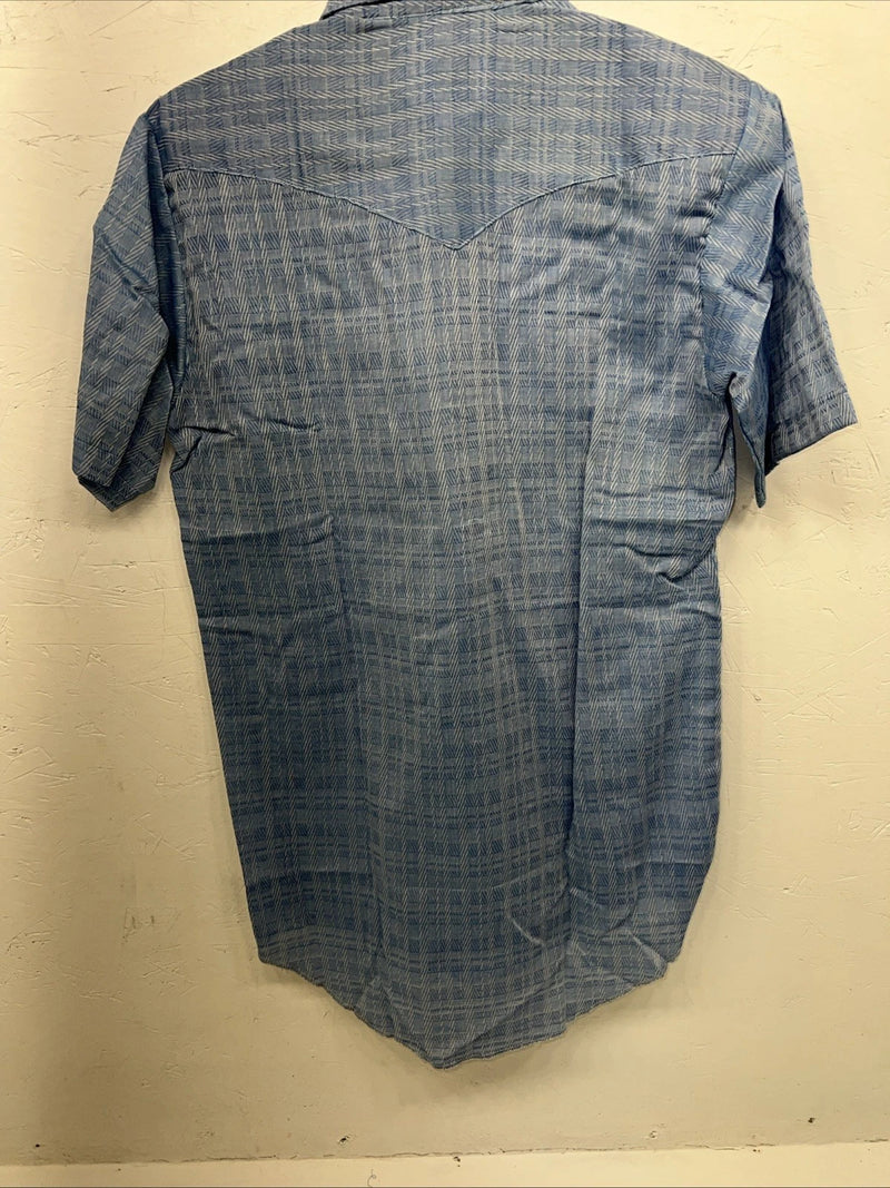 New Men’s Blue Karman Short Sleeve Pearl Snap Shirt. 15 M P-79