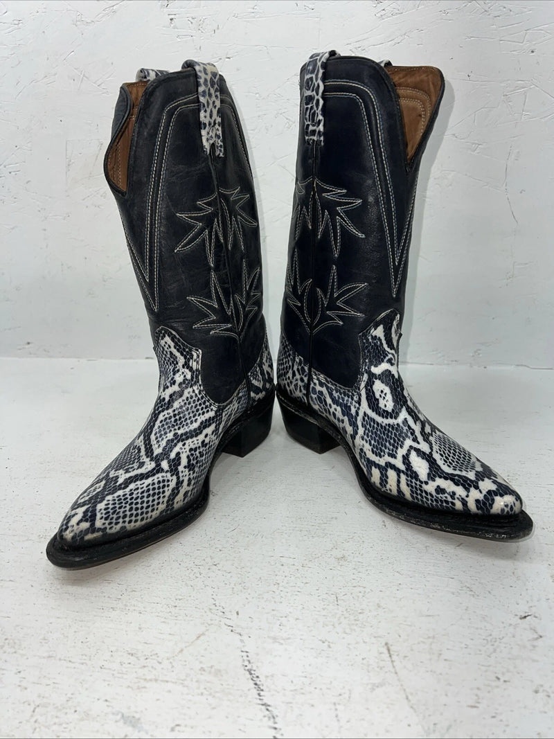 New Women’s Navy Snakeskin Texas Brand Cowboy Boots. 72 6 C. 18-93
