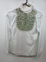 New Women’s Trail Ridge White Green Design Long Sleeve ZipUp Back Size 34 YY-107