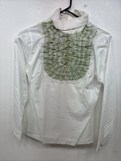 New Women’s Trail Ridge White Green Design Long Sleeve ZipUp Back Size 34 YY-107