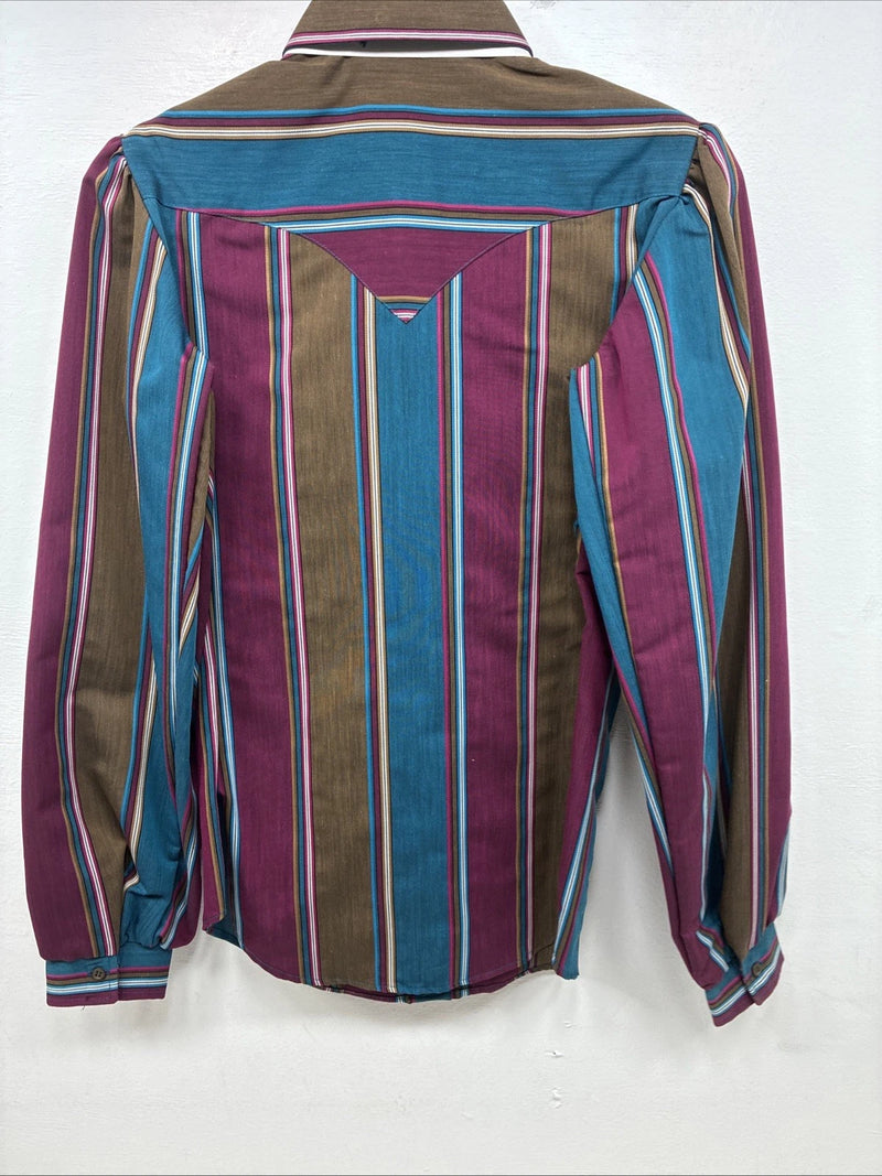 New Women’s Panhandle Slim Multicolor Stripe Long Sleeve Pearl Snap Size 10 MM-8