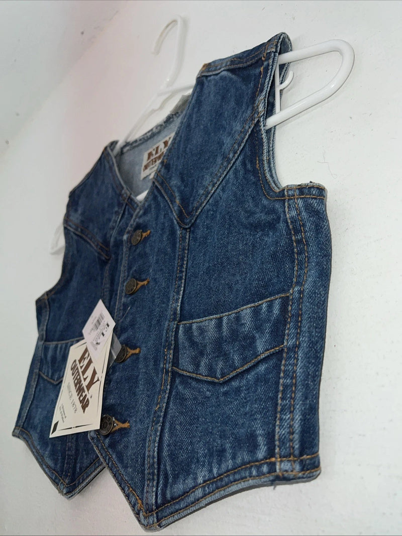 New Children’s ELY Outerwear Denim Short Sleeve Button Up Tank S #141104 3C-51