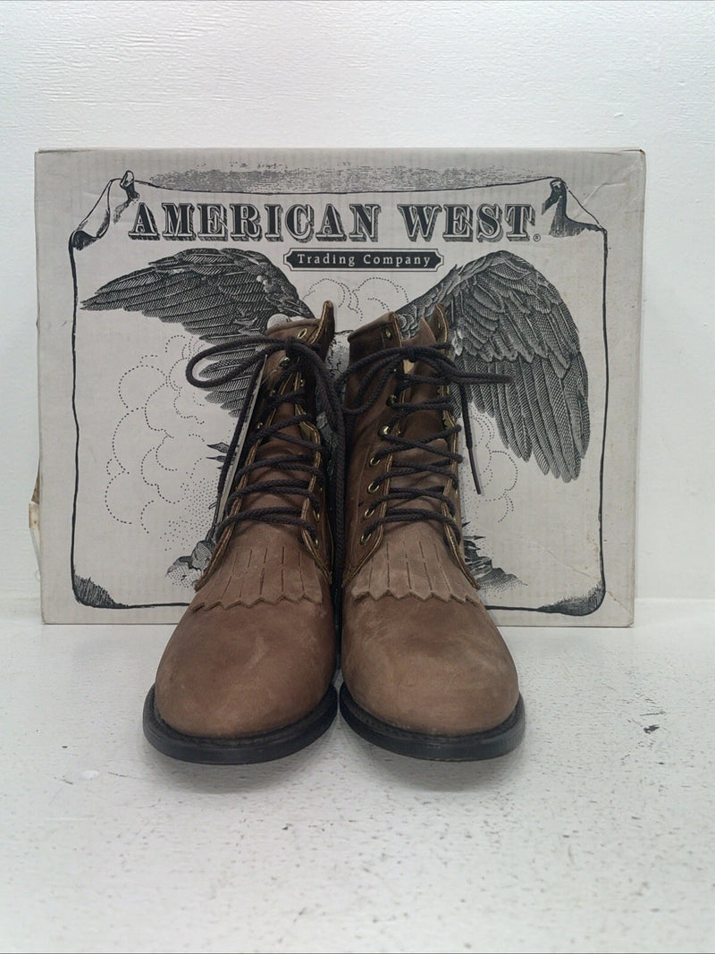 New Women’s Brown American West Cowboy Boots. 5992 8.5 8 1/2 W. 15-50