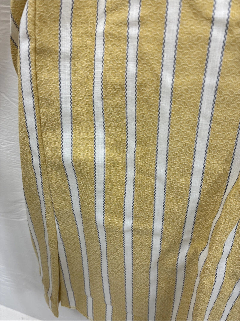 New Men’s Fenton Yellow White Stripe Long Sleeve Pearl Snap 16 Large X-110