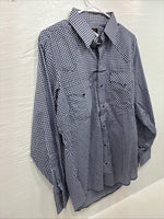 New Men’s Dickson Jenkins Blue Checkered Long Sleeve Pearl Snap 15.5 Medium K-65