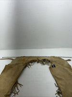 NOS Tan Show Chaps With Fringe Adjustable Waist 42” L-48