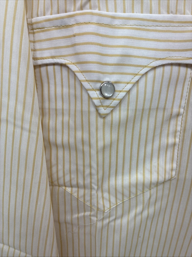 New Men’s Miller Yellow Stripe Long Sleeve Pearl Snap 16 X 35 Large V-115