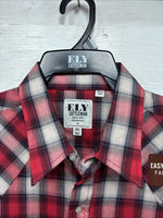 New Men’s ELY Cattleman Red Gray Plaid Long Sleeve Pearl Snap XLT T-7
