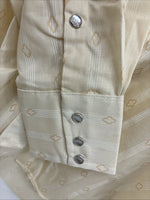 New Men’s Stockman Yellow Designed Long Sleeve Pearl Snap 15 Medium M-97