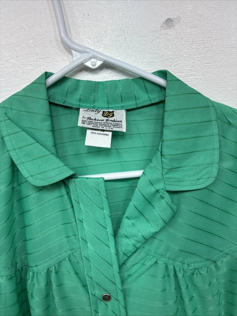 New Women’s Dickson Jenkins Green Long Sleeve Pearl Snap Size 34 MM-94