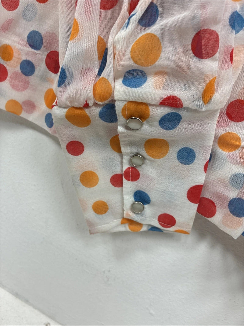 New Women’s Tem Tex Polkadot Long Sleeve Pearl Snap Size 34 LL-102