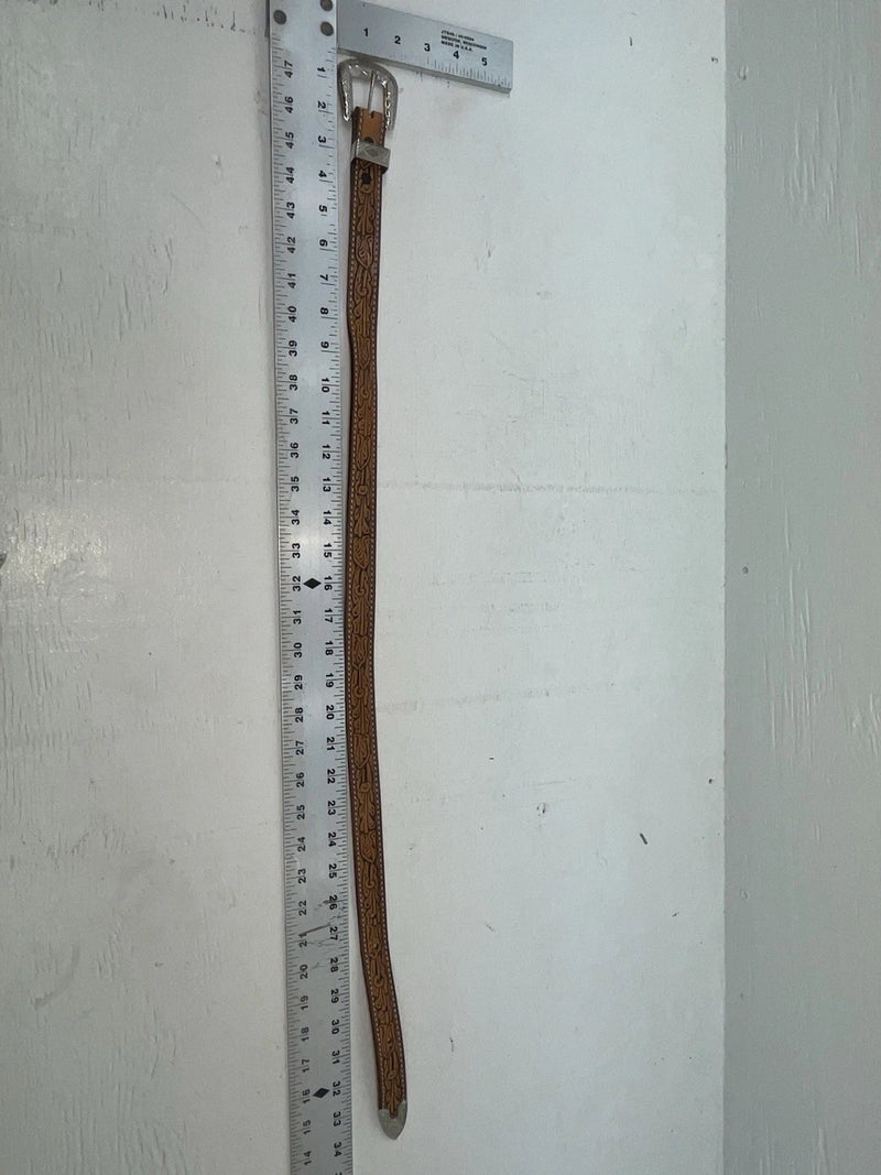 New Brown Genuine Leather Tooled 28” Belt #102 NN-19