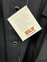 New Men’s ELY Cattleman Black Simple Long Sleeve Pearl Snap 17.5 X 35 XL J-29