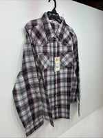 New Women’s Cumberland Purple Plaid Long Sleeve Pearl Snap 1XL GG-23
