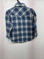 New Toddlers ELY Cattleman Blue Plaid Long Sleeve Pearl Snap JUV-3 DD-17