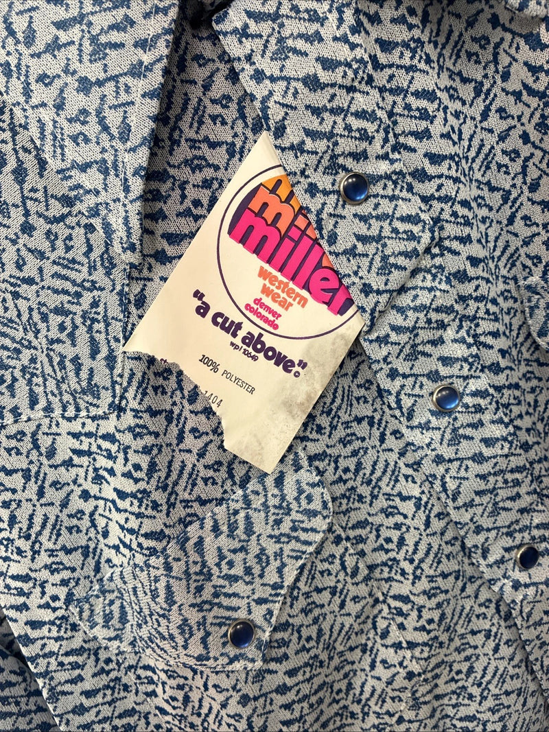 New Women’s Miller Blue Designed Long Sleeve Pearl Snap 16 X 34 XL II-10