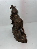 New Ceramic Brown Cowboy And Horse Sculpture 3C-26