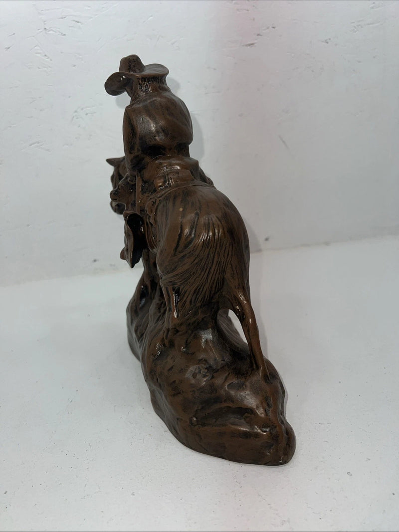 New Ceramic Brown Cowboy And Horse Sculpture 3C-26