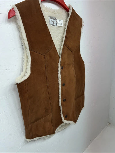 New Women’s Steerbrand Brown Leather Wool Vest Small Q-600