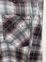 New Women’s Cumberland Purple Plaid Long Sleeve Pearl Snap 2XL GG-32