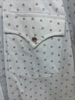 New Men’s Dickson Jenkins Blue Floral Short Sleeve Pearl Snap 14.5 Small V-62