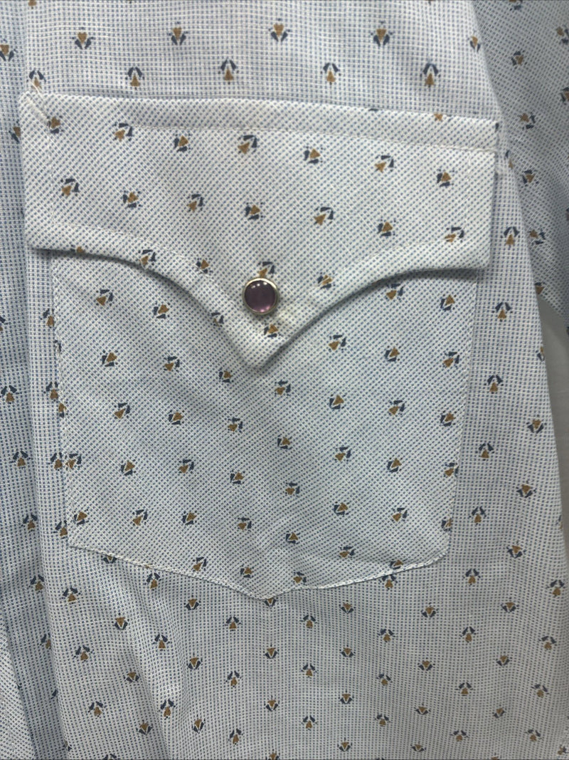 New Men’s Dickson Jenkins Blue Floral Short Sleeve Pearl Snap 14.5 Small V-62