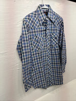 Me end Champion Westerns Purple Plaid Long Sleeve Pearl Snap 14.5 Small R-35