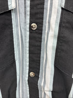 New Men’s San Angelo Gray Black Stripe Short Sleeve Button Up Medium CC-16