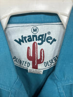 New Women’s Wrangler Blue Short Sleeve Pearl Snap Size Medium YY-50