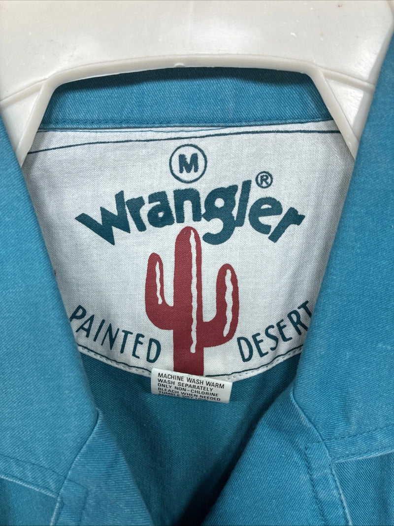 New Women’s Wrangler Blue Short Sleeve Pearl Snap Size Medium YY-50