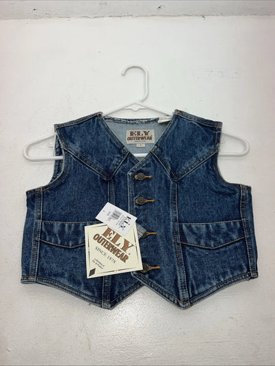 New Children’s ELY Outerwear Denim Short Sleeve Button Up Tank S #141104 3C-51